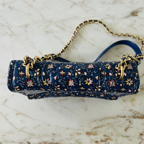 TORY BURCH Fleming Blue Wild Pansy Printed Small Convertible Shoulder Bag - Picture 6 of 10